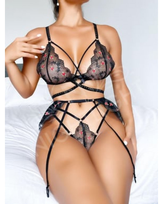 Nightlight Çiçek Desenli Jartiyer Takım